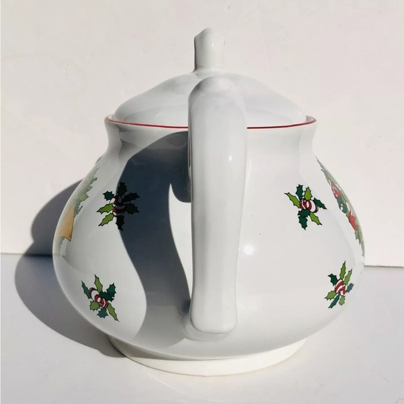 CELEBRATE THE SEASON TEAPOT CHRISTMAS 6 CUPS 6 1/2" X 10" VINTAGE HOLIDAY Ps2 - Picture 5 of 9